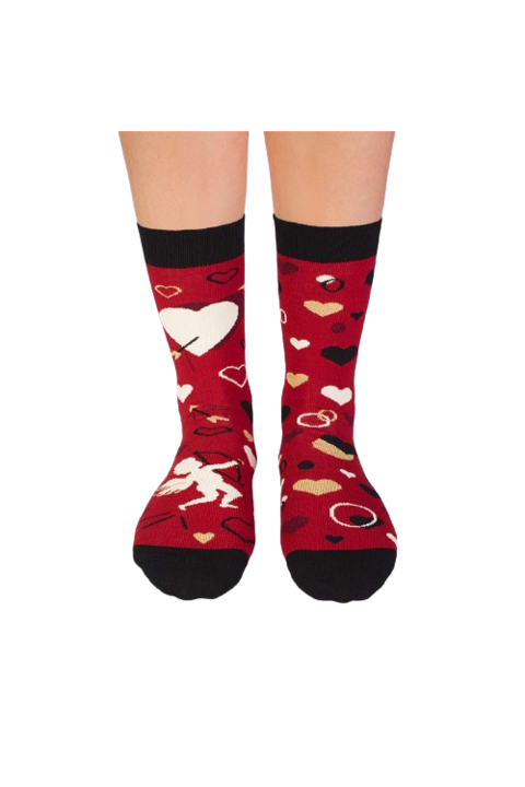 Sosete bumbac organic cu inimioare Colour Cotton Amore Rosu, Rosu