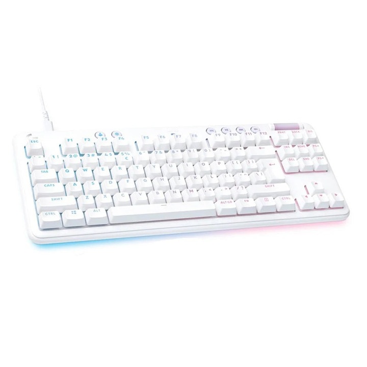 Клавиатура, цифрова, RGB, USB, USB, опора за китката, бяла