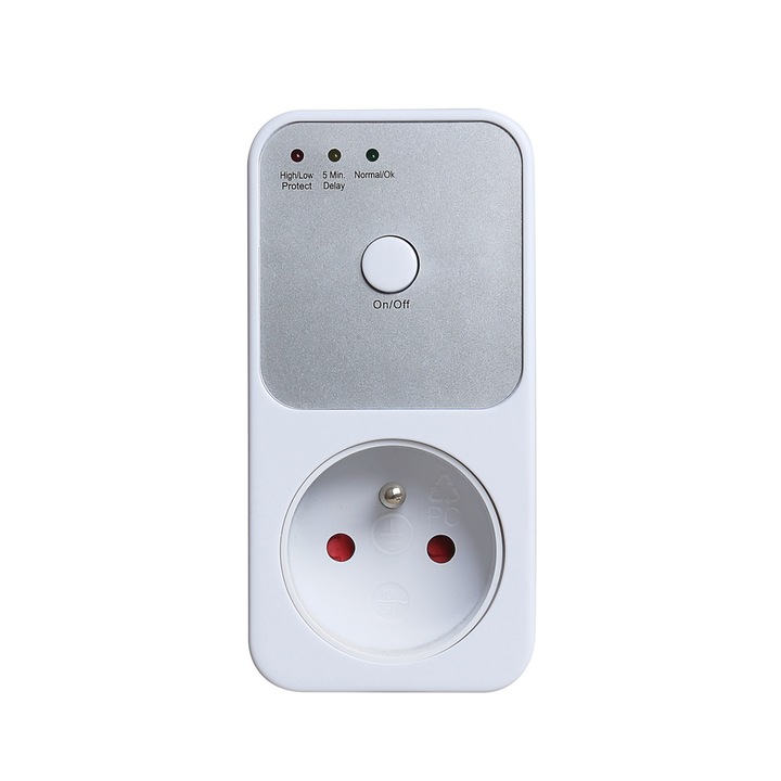 Priza stabilizator/protectie tensiune, aparate uz casnic, 170-260V, 5-6 minute, Alb, Nafpro