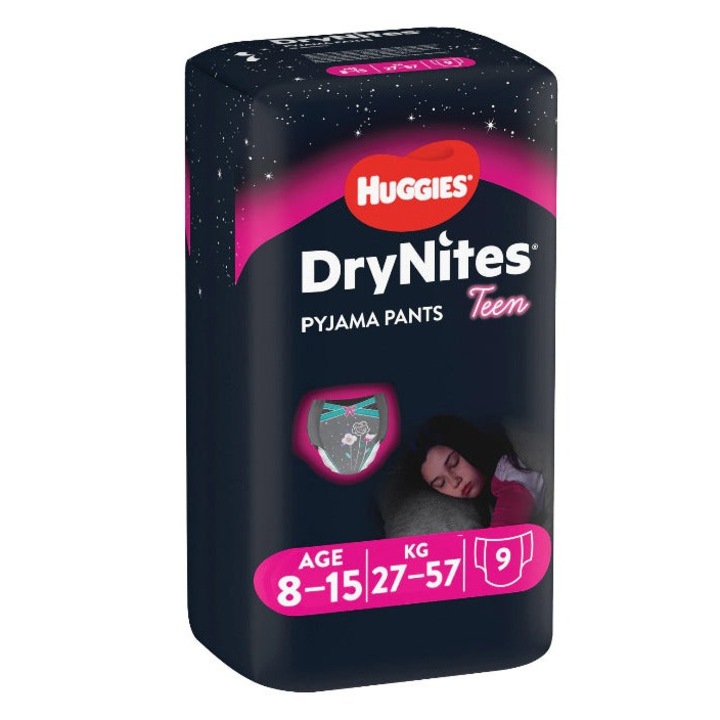 Huggies DryNites éjszakai bugyi pelenka 8-15 év, lány, 9 db - 10
