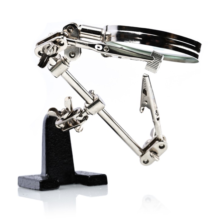 Nagyítós állvány forrasztáshoz, Rosfix, x2,5, ezüst/fekete