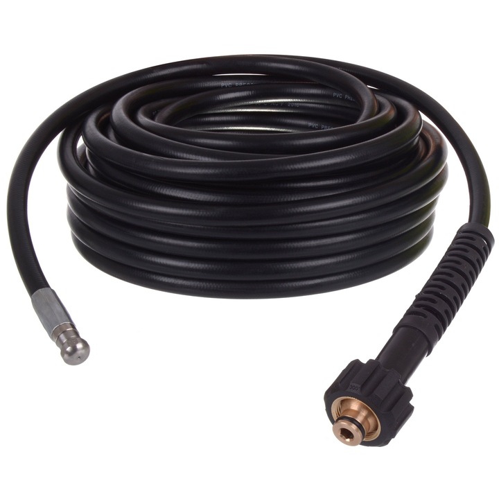 Csatornatisztító tömlő, Rosfix, Nylon, Kompatibilis Karcher K2-K7, 20 m, 200bar, Maximum 60°C, Fekete