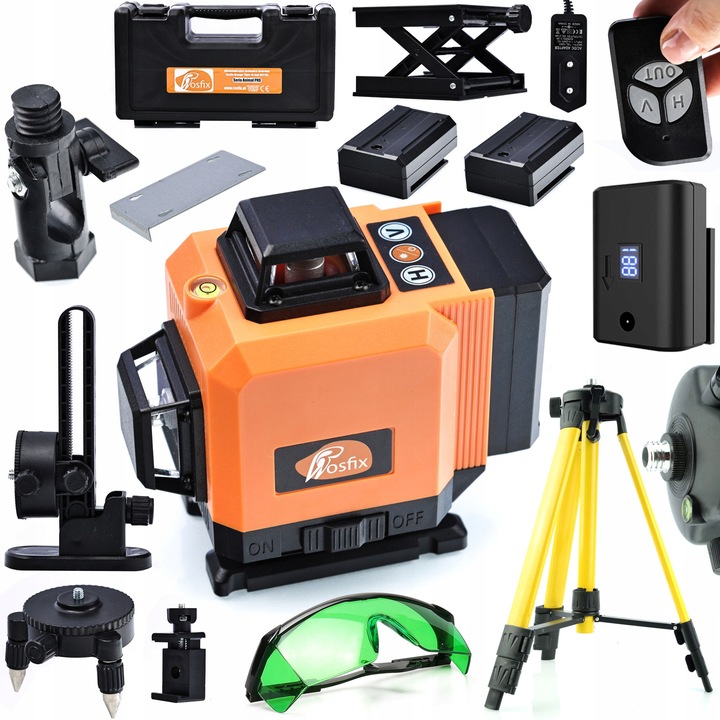 Set Nivelator laser, Rosfix, 360, Adaptor, Trepied, Ochelari, Multicolor
