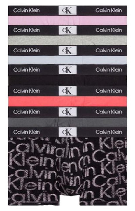Set 7 boxeri barbati, Calvin Klein, Bumbac/Elastan, Multicolor, Multicolor, S