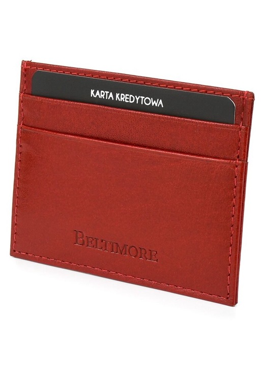 Férfi pénztárca, Beltimore, valódi bőr, 7,5 x 9,7 x 0,3 cm, piros