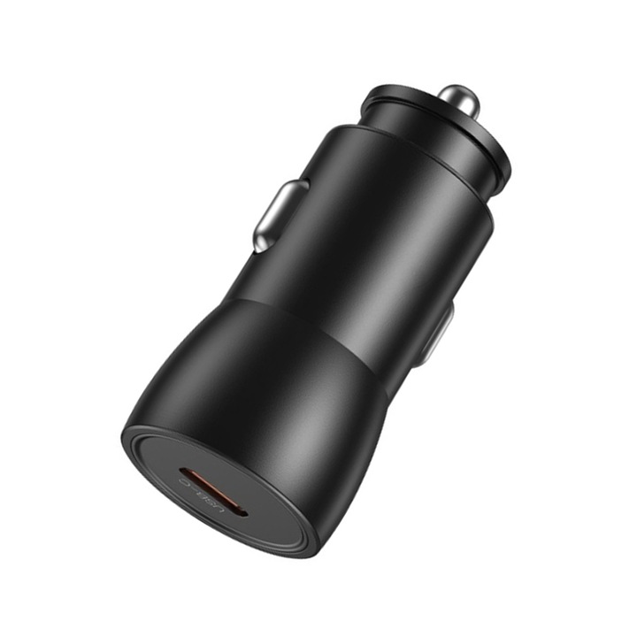 Incarcator auto USB Type-C, FONIX ElectroSpeed Pro, compatibil PD, 3A, Fast Charge 25W, Negru