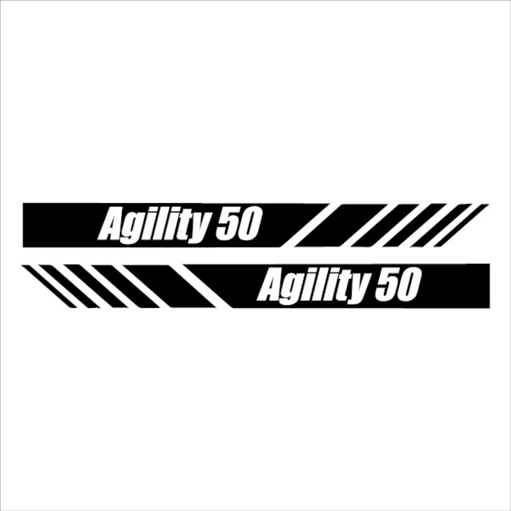Matrica x2, Kymco Agility 50 Stripe, fekete, 25cm