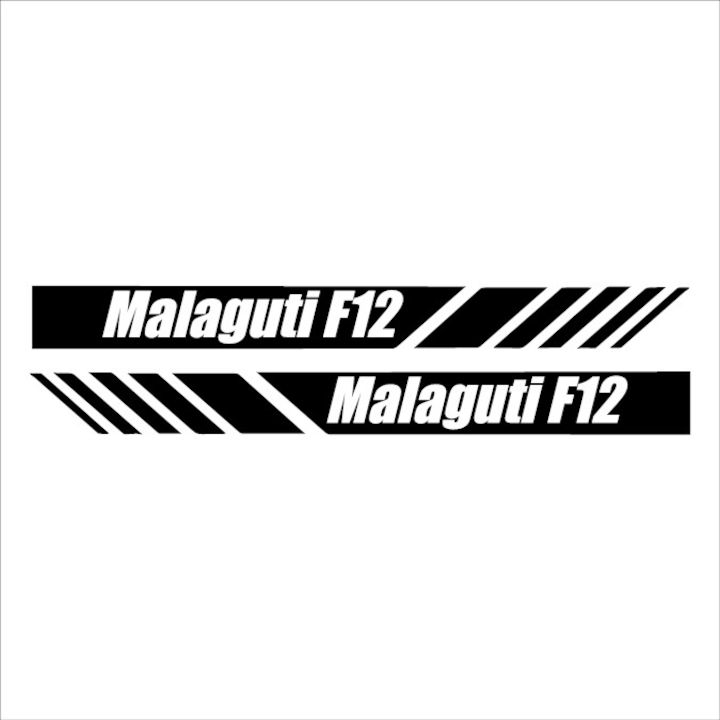 Matrica x2, Malaguti F12 Stripe, Fekete, 25cm