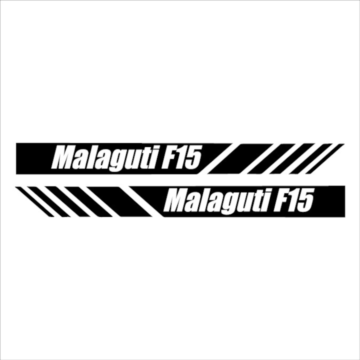 Matrica x2, Malaguti F15 Stripe, Fekete, 25cm