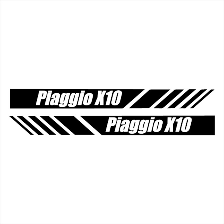 Matrica x2, Piaggio X10 Stripe, fekete, 25cm