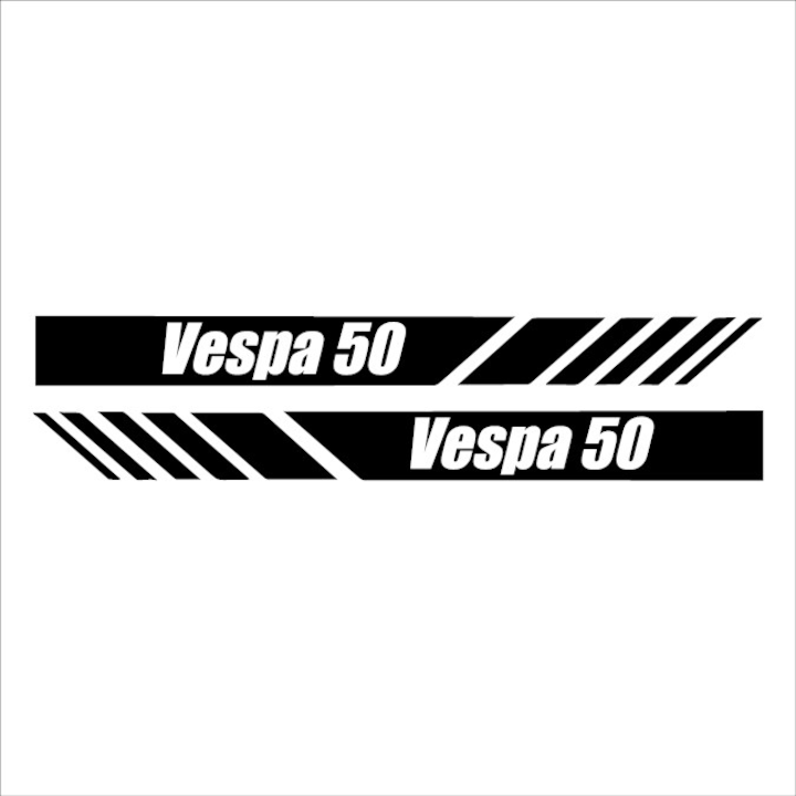 Matrica x2, Vespa 50 Stripe, Fekete, 25cm