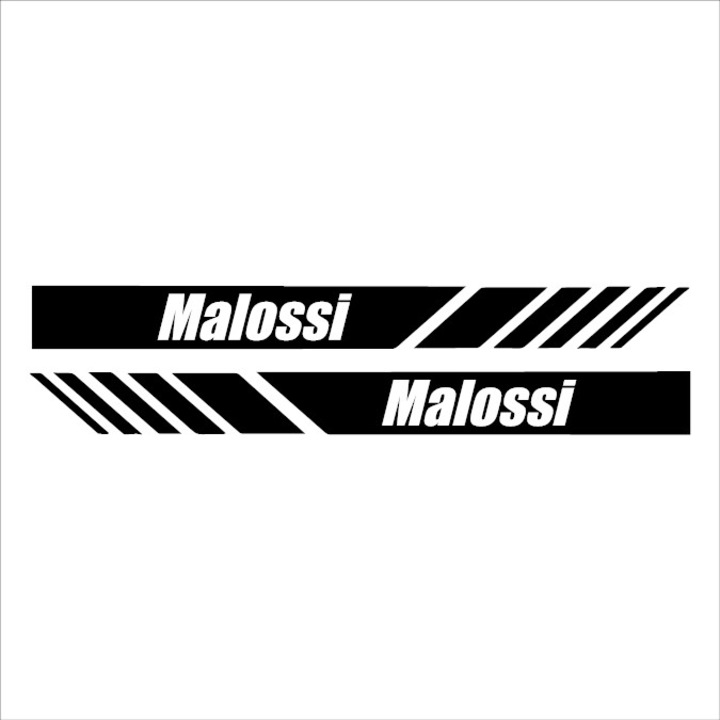 Matrica x2, Malossi Stripe, Fekete, 25cm