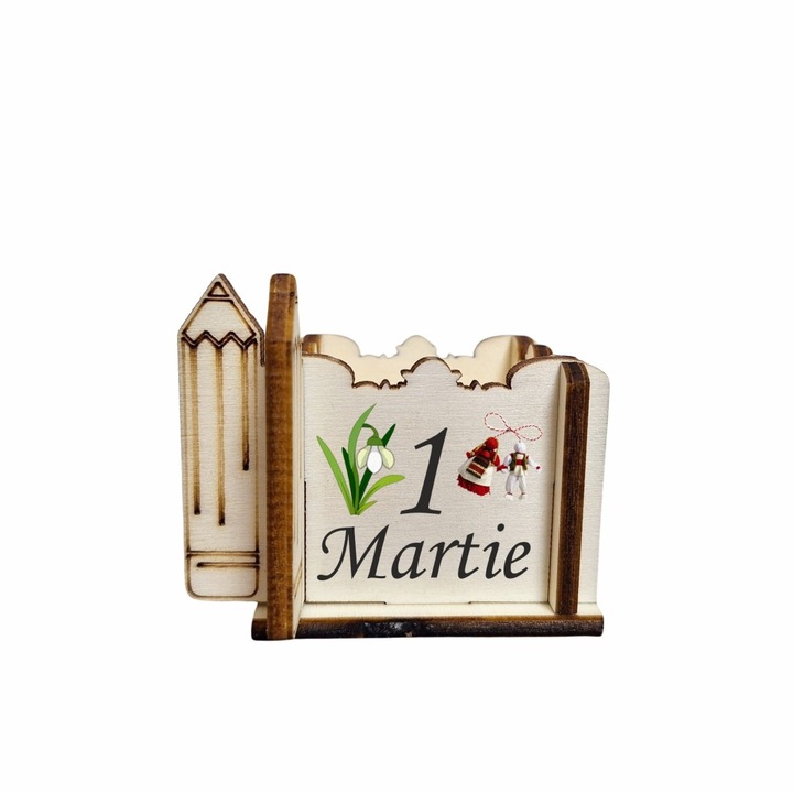 Cutie Mini Aranjamente Florale, Lemn, 1 Martie, Profesoara, Educatoare, 7x7x6 cm, CAUV046