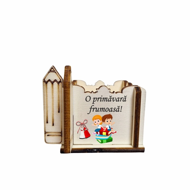 Cutie Mini Aranjamente Florale, Lemn, 1 Martie, Profesoara, Educatoare, 7x7x6 cm, CAUV051