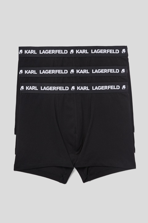 Karl Lagerfeld, Set de boxeri din amestec de bumbac - 3 perechi, Negru