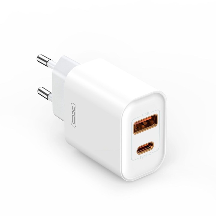 1xUSB / 1xUSB-C töltő és micro usb kábel 20W XO CE12 fehér