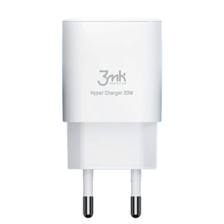 Hálózati töltő 1xUSB / 1xUSB-C 20W 3MK fehér