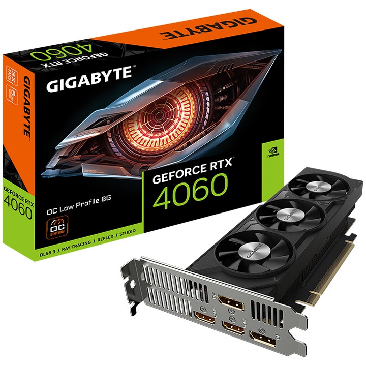 Placa video Gigabyte GeForce® RTX™ 4060 OC LOW PROFILE, 8GB GDDR6, 128-bit