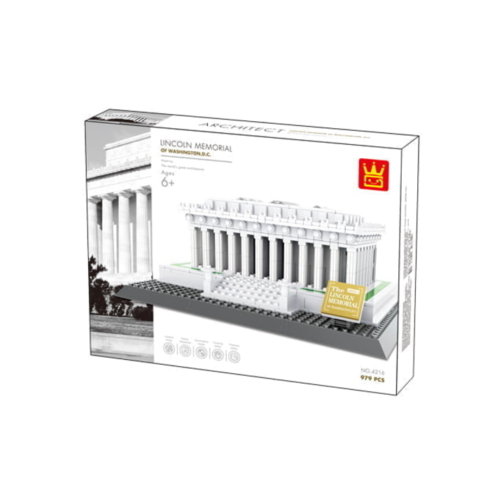 WANGE 4216, Конструктор, Съвместим с Lego, 979 строителни блока, Мемориал на Линкълн - Вашингтон, САЩ (PZTV-WH4216)