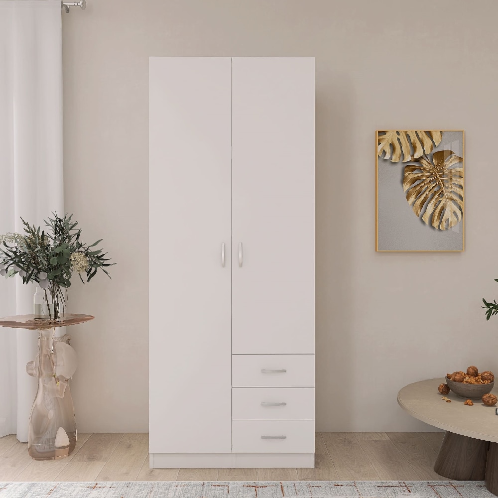Dulap Mixt Star cu 2 Usi si 3 Sertare, 200x80x50 cm, Culoare Alb