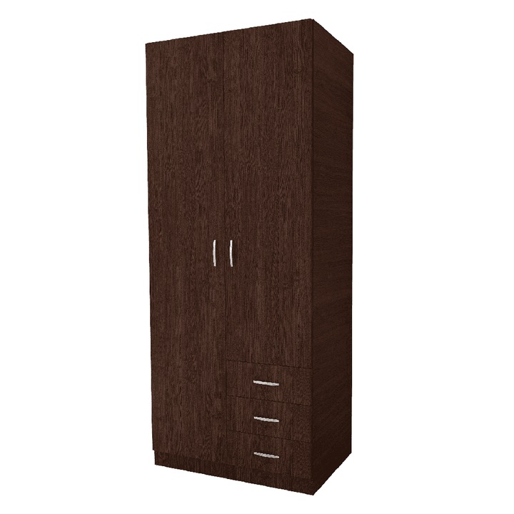 Dulap Mixt Star cu 2 Usi si 3 Sertare, 200x80x50 cm, Culoare Wenge, Material din PAL de 18mm