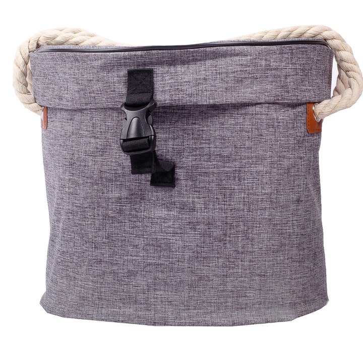 Cos Pliabil, Pentru Depozitare Jucarii, Model 2 in 1 Cu Covoras De Joaca, Dimensiuni 30x32x14,5cm, Marimea XL, Solutie Practica Pentru Organizare, Usor De Strans, Culoare Gri