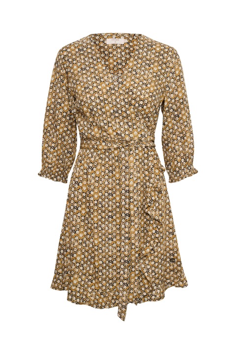 Дамска рокля, Кремава, 302897636, Вискоза, Многоцветен