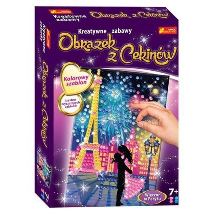 Mozaic cu paiete, Ranok-Creative, Seara in Paris, Multicolor, 7+