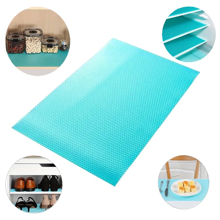 Folie CCmax, Protectie pentru Rafturi, Sertare, Suport Vesela, Material Anti-Derapant PVC, Set 4 Bucati, 300 x 450 mm, Albastru