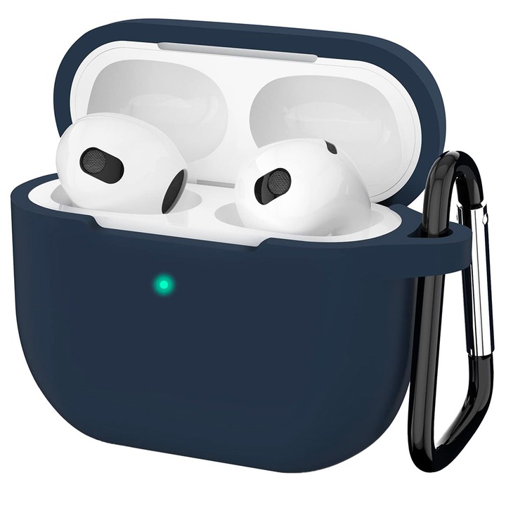 Husa de Protectie pentru Casti compatibil cu Apple AirPods 3, Smooth, Ultrathin Material, Accepta incarcarea wireless, Optim Touch Ultra Protect, Albastru