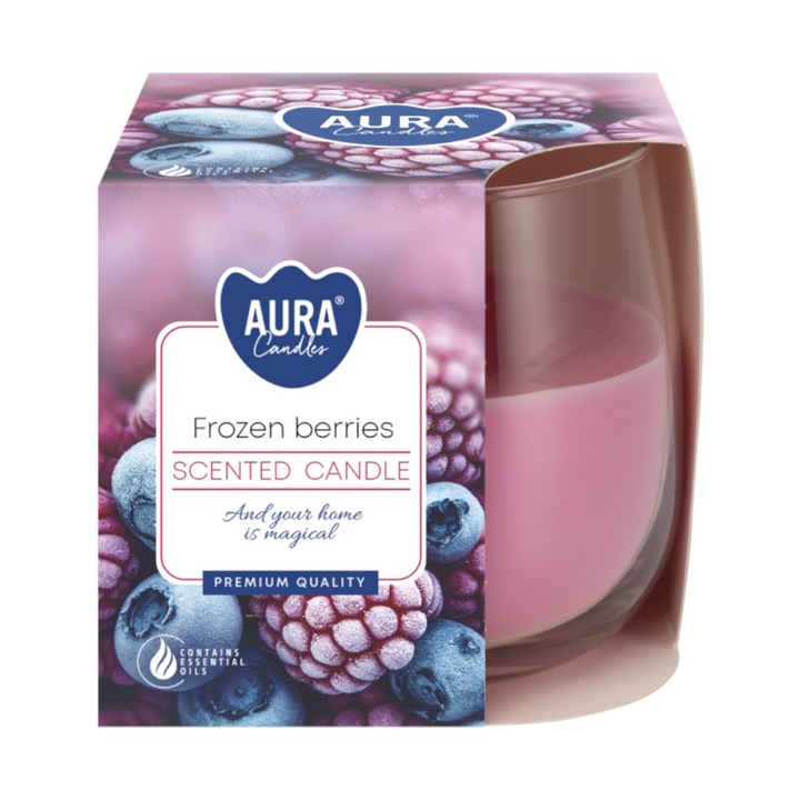 Ароматизирана свещ в стъкло, Bispol, замразени горски плодове, 30 часа