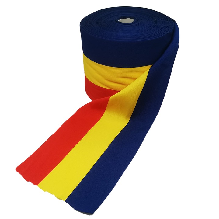 Rola de panglica tricolora, rosu-galben-albastru, latime 160 mm, lungime 50 ml