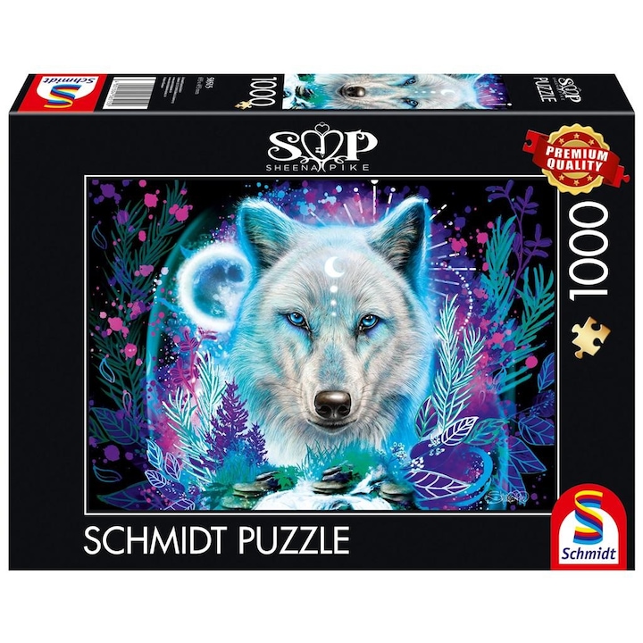 Puzzle, Schmidt, 1000 piese, Model Sheena Pike Lupul Arctic, Multicolor