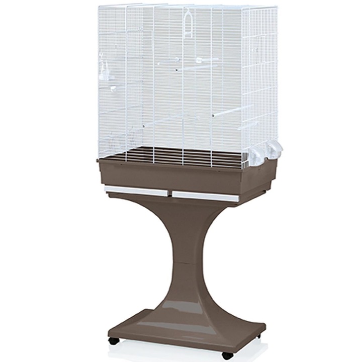 Colivie pasari, MPS Cristina Bianca, suport de 65 cm, cu accesorii, 66x45x150 cm