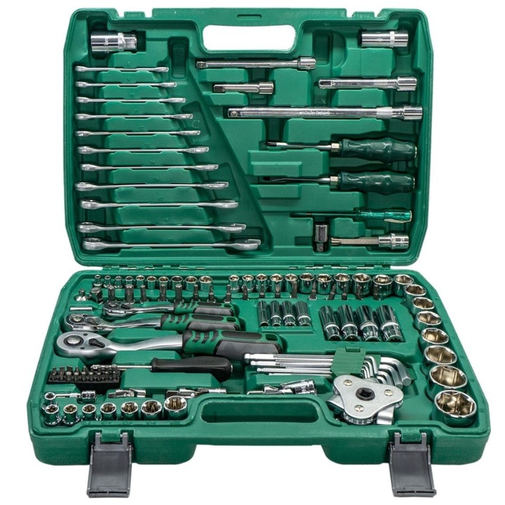 Trusa scule Blasko, 121 Piese, Fabricata din Chrome Vanadium, Chei fixe/combinate