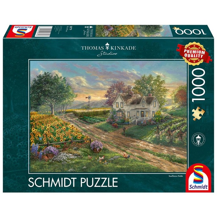 Пъзел, Schmidt, 1000 части, Модел Thomas Kinkade Camp слънчоглед, Многоцветен