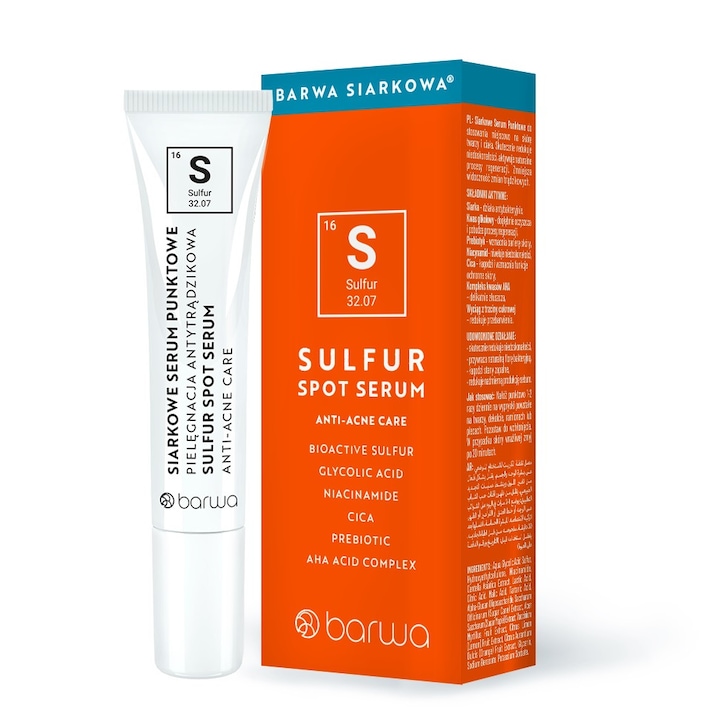 Ser facial cu sulf pentru tenul acneic, Barwa Cosmetics, 15 ml