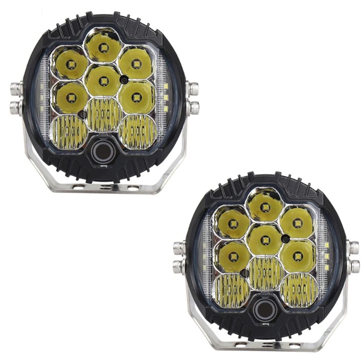 Set 2 Proiectoare LED Off Road 230W BZRSH, Alb + Galben, 12V-80V, Fascicul Puternic, Carcasa Aluminiu, IP65 – Proiectoare Auto ATV SUV Utilaje
