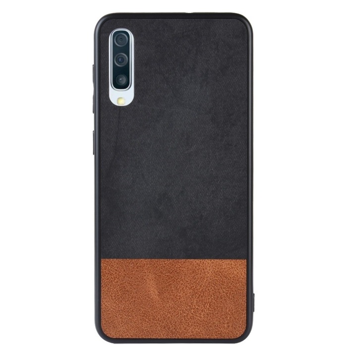 Farmer modellhuzat, Samsung A20 / A30 kompatibilis, fekete barna, ütésálló fazon, anyag pc + pu + tpu