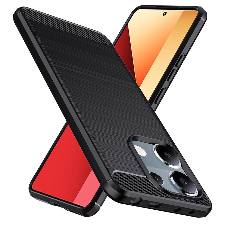 Techsuit Carbon Silicone tok kompatibilis a Xiaomi Redmi Note 13 Pro 4G / Poco M6 Pro 4G Black telefonokkal