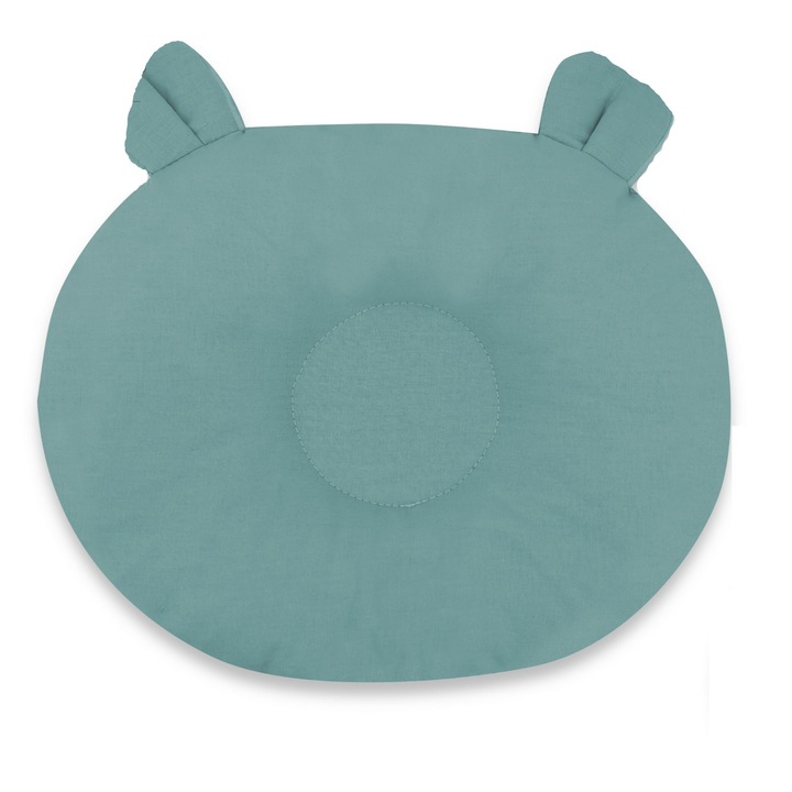 Perna bebelusi, MimiNu, Ursulet, Multifunctionala, Cu doua fete, Tesatura pufoasa minky si bumbac, Materiale certificate Oeko Tex Standard 100, Colectia Royal, Minky Nepal Green