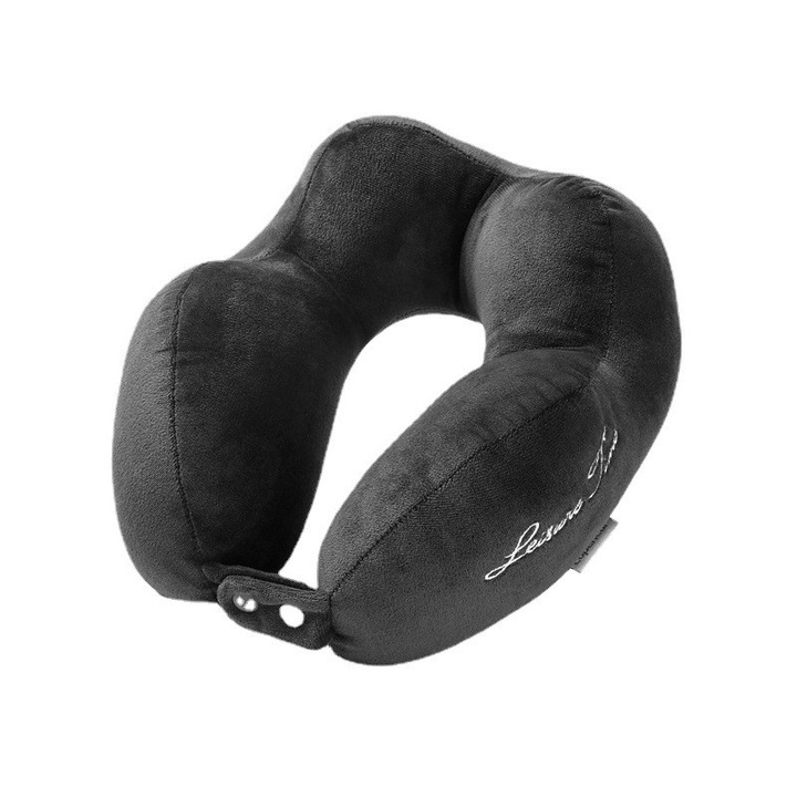 Възглавница за пътуване, Flippy, за врата, изработена от памук, с 4 гърбици, регулируема, Сив