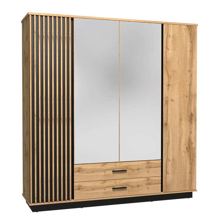 Dulap Salemir SE18, MIRJAN24, stejar wotan + negru, 197x52x205 cm