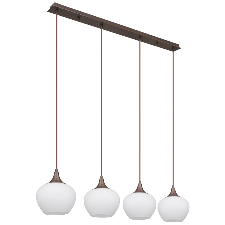Globo Maxy csillár, fém, barna, üveg, 4xE27