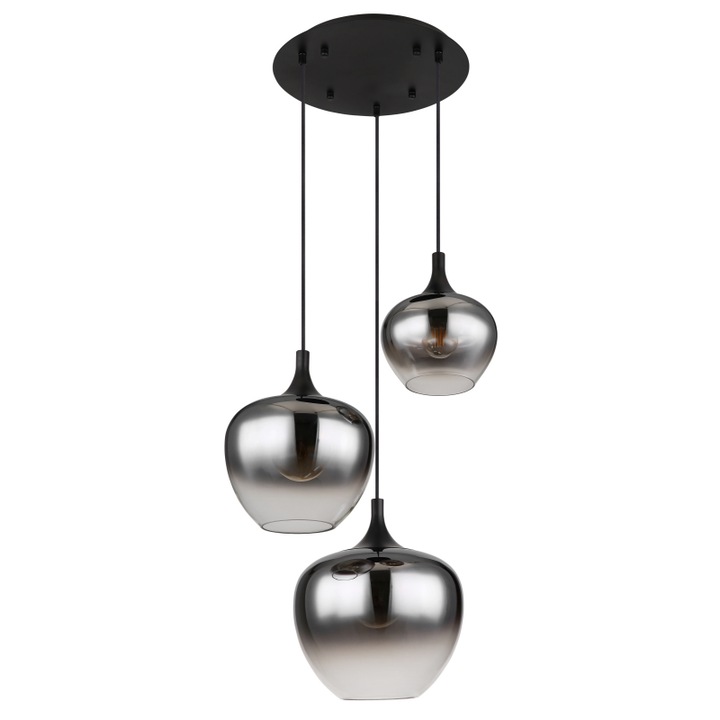 Globo Maxy csillár, fém, fekete, füstös, 3xE27