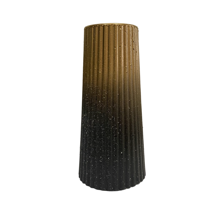 Vaza decorativa, Lax&Home, Simplicity, Ipsos, Negru/Gold Granit, inaltime 20 cm