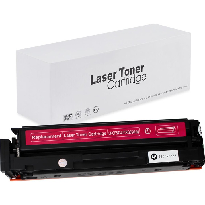 Тонер касета, Съвместима с HP CF543X / CRG054H / 203X магента, HP Color Laserjet Pro M254DW, HP Color Laserjet Pro M254NW, HP Color Laserjet Pro M280NW, HP Color Laserjet Pro M281FDN, HP Color Laserjet Pro M281FDW, 2500 страници