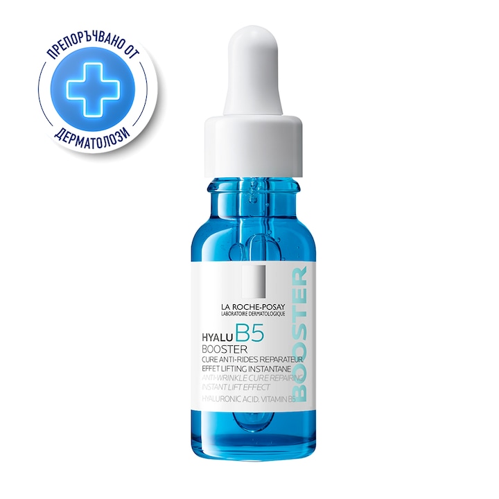 Концентриран серум против бръчки с незабавен лифтинг ефект La Roche-Posay Hyalu B5 Booster с хиалуронова киселина и витамин B5, без аромат, 15 ml