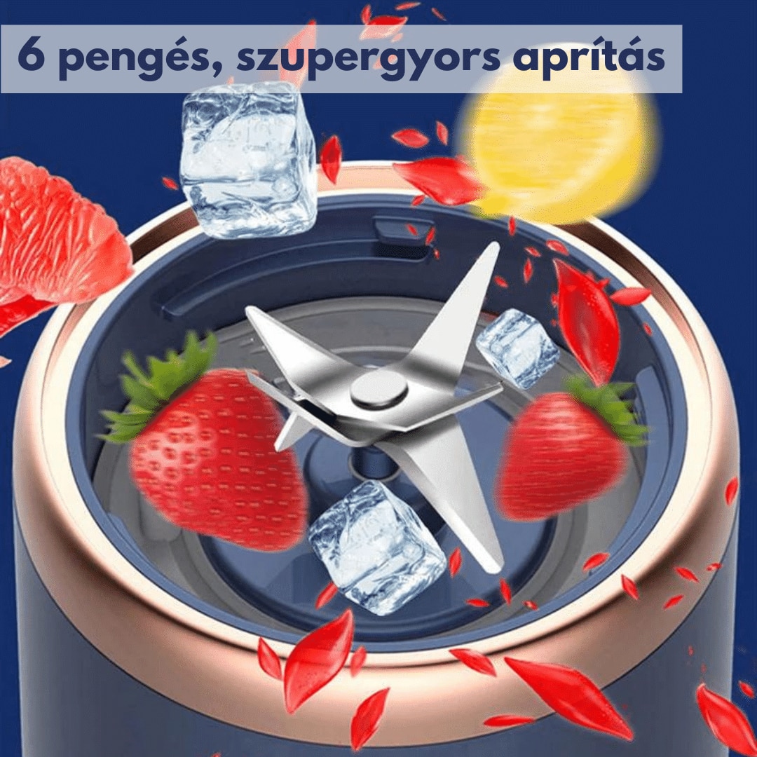 Vezeték nélküli mini turmix, dupla pohárral - Kék - eMAG.hu