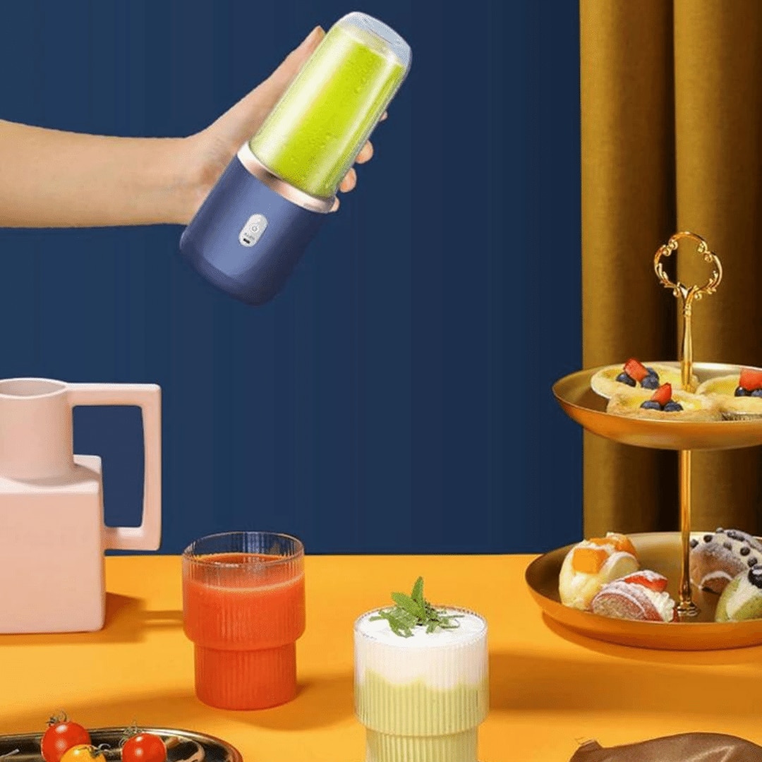 Vezeték nélküli mini turmix, dupla pohárral - Kék - eMAG.hu